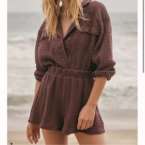 Free People FP Beach Ryan Romper in Plum Jam Purple Crochet Size XS